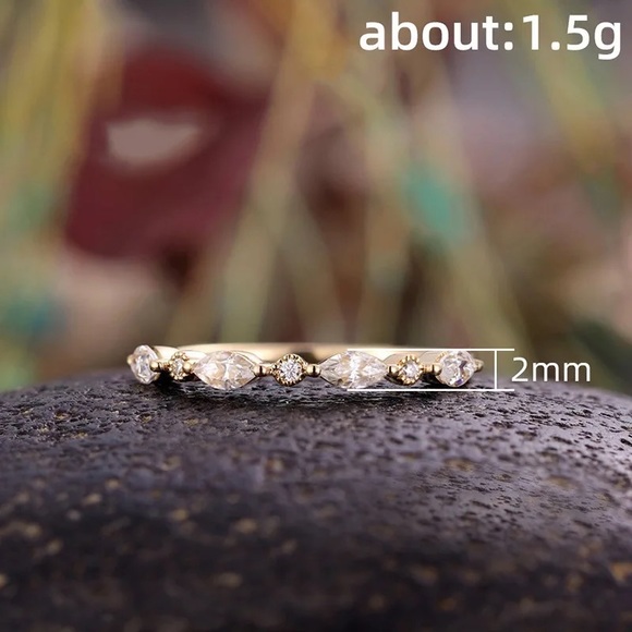 New Women’s Yellow Gold Plated Marquise Round Cut Diamond Ring - Picture 4 of 4